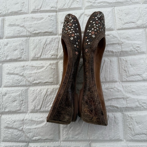 Frye Carson Studded Ballet Flat in Brown 8.5 - Picture 5 of 8